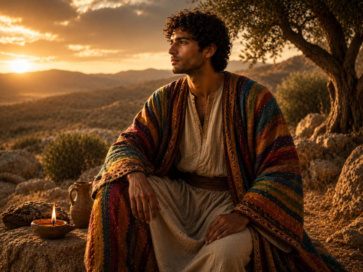 Open Torah scroll and Hebrew study materials in golden light